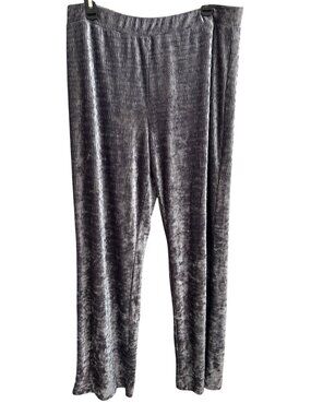 Dennis Basso Gray Textured Crushed Velvet Elastic Waist Pants Stretch Size L